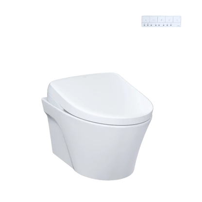 TOTO AP Wall-Hung Toilet with S7 Contemporary Bidet Seat and DuoFit In-Wall 0.9 and 1.28 GPF Dual-Flush Tank System, Matte Silver CWT4264726CMFG#MS - EverFlow Bidets