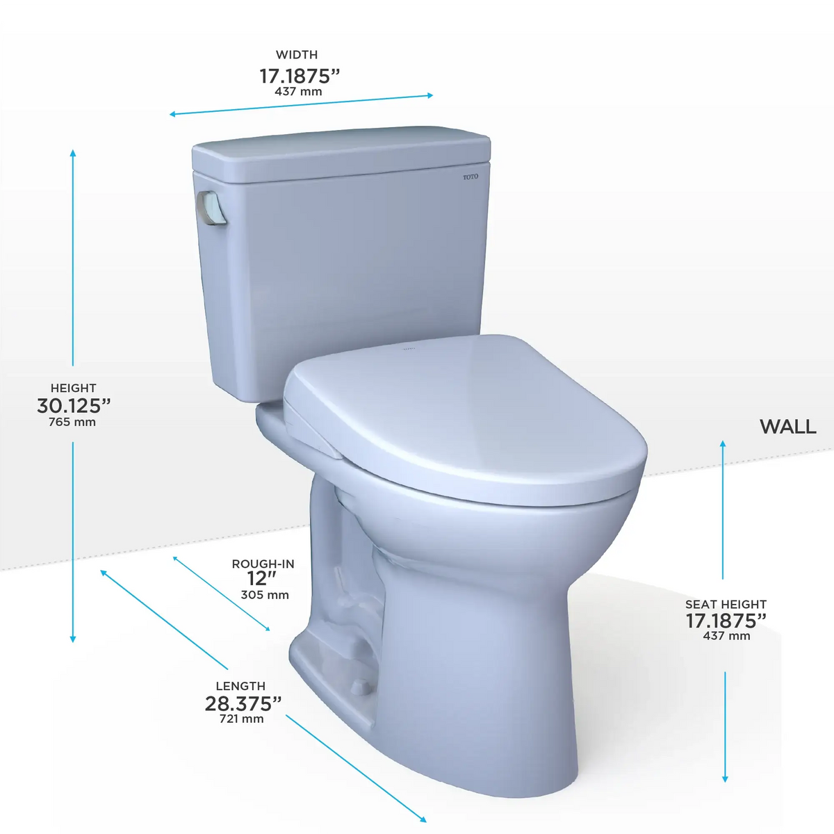 TOTO Drake Two-Piece 1.6 GPF Universal Height Toilet with S2 Bidet Seat MW7763346CSFG#01