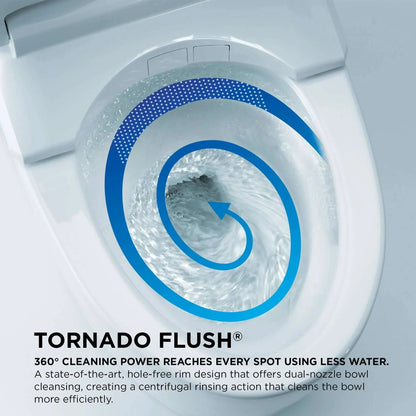 TOTO Aquia IV Cube Two-Piece Dual Flush 1.28 and 0.9 GPF Universal Height Toilet with S7 Contemporary Bidet Seat MW4364726CEMFGN#01 - EverFlow Bidets