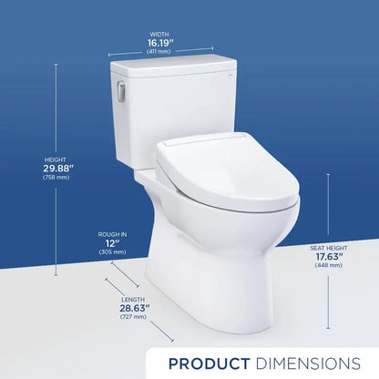 TOTO Glaston 1G WASHLET+ S5 Two-Piece Elongated 1.0 GPF Universal Height Toilet MW4723446CUFG#01