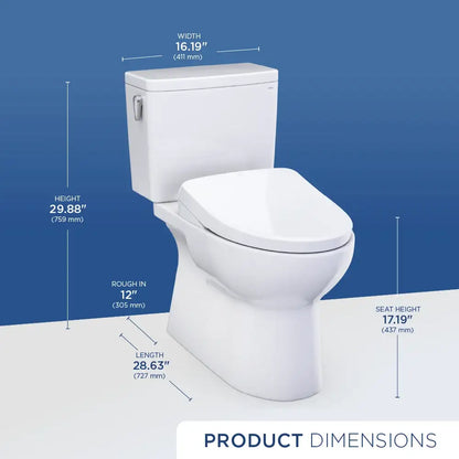 TOTO Glaston WASHLET+ S7A Two-Piece Elongated 1.28 GPF Universal Height Toilet MW4724736CEFG#01