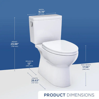 TOTO Glaston Two-Piece Elongated 1.28 GPF WASHLET+ Ready Universal Height Toilet with CEFIONTECT MS472124CEFG#12