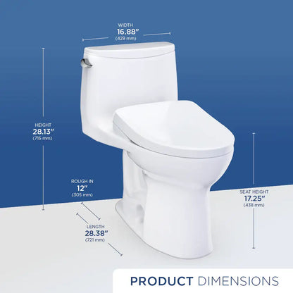 TOTO Ultramax WASHLET+ S7 1.6 GPF Universal Height Toilet MW6084726CSFG#01