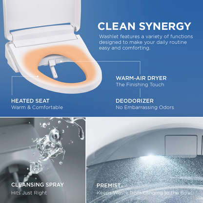 TOTO Ultramax WASHLET+ S7 One-Piece Elongated 1.28 GPF Universal Height Toilet with CEFIONTECT MW6184726CEFG#01