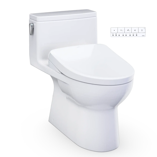 TOTO Redington WASHLET+ S7 One-Piece Elongated 1.28 GPF Universal Height Toilet MW6724726CEFG#01