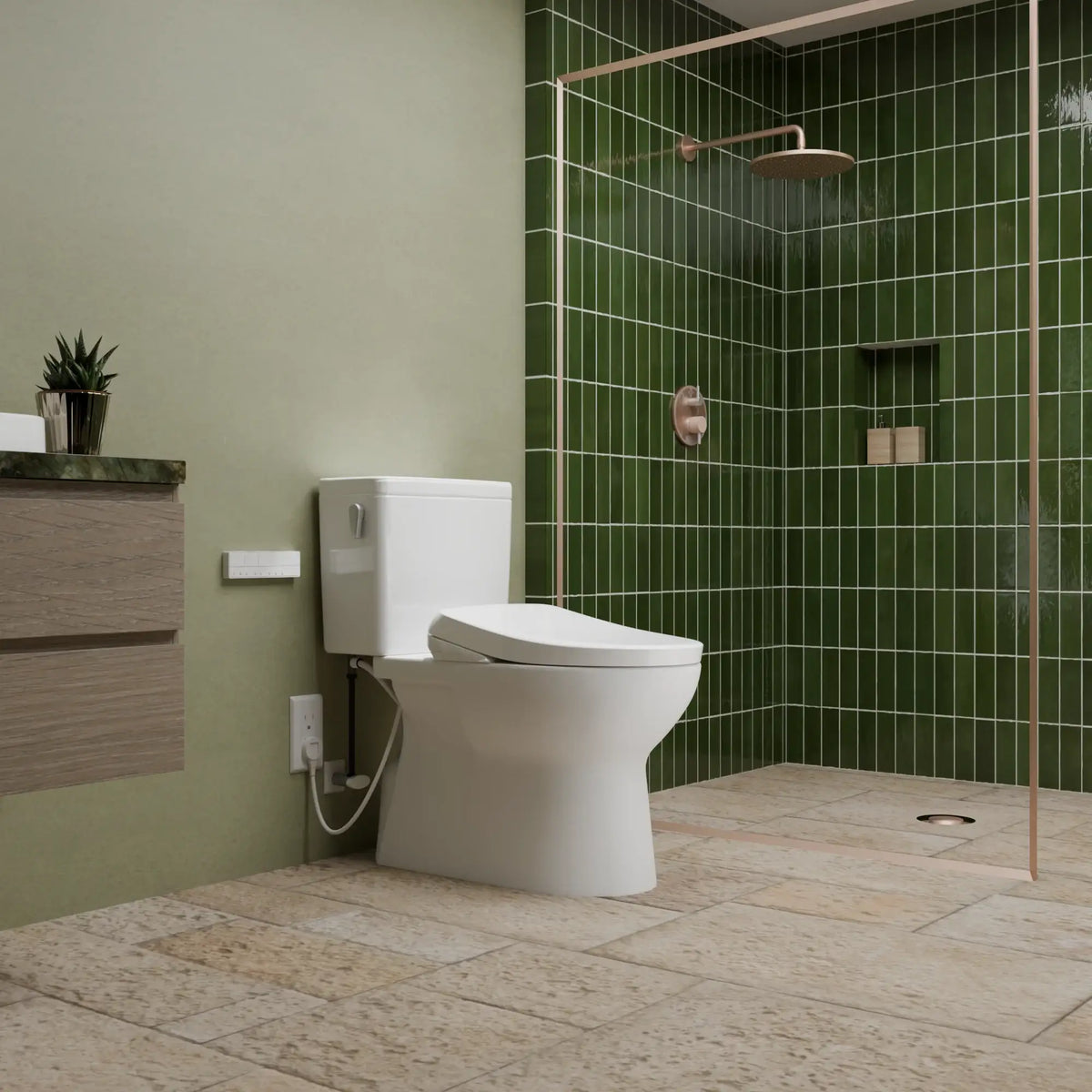 TOTO Glaston WASHLET+ S7 Two-Piece Elongated 1.28 GPF Universal Height Toilet MW4724726CEFG#01