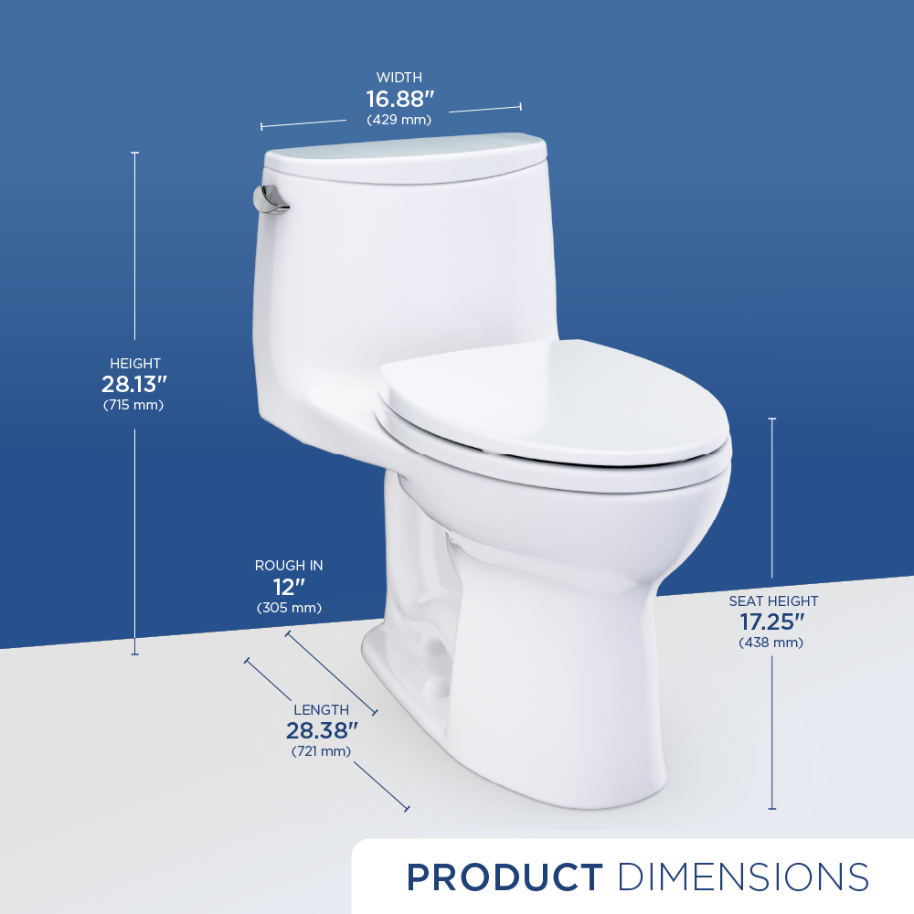 TOTO Ultramax One-Piece Elongated 1.28 GPF WASHLET+ Ready Universal Height Toilet with CEFIONTECT MS608114CEFG#12