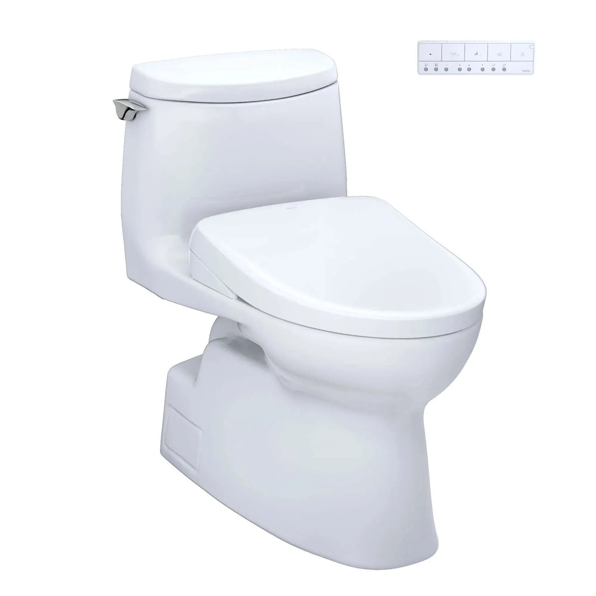TOTO Carlyle II One-Piece 1.28 GPF Universal Height Toilet with S7A Contemporary Bidet Seat MW6144736CEFG#01 - EverFlow Bidets